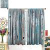 Blaue Brettervorhänge   Rustikale Vintage Bauernhaus Scheunenbrett-Texturdrucke Verdunkelnd Stangentasche Fensterdekorationen Vorhänge für Schlafzimmer