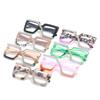 Diamond-Encrusted Glasses Frame, Personalized Punch, Colorful Square Frame Glasses, Hip-Hop Flat Glasses.