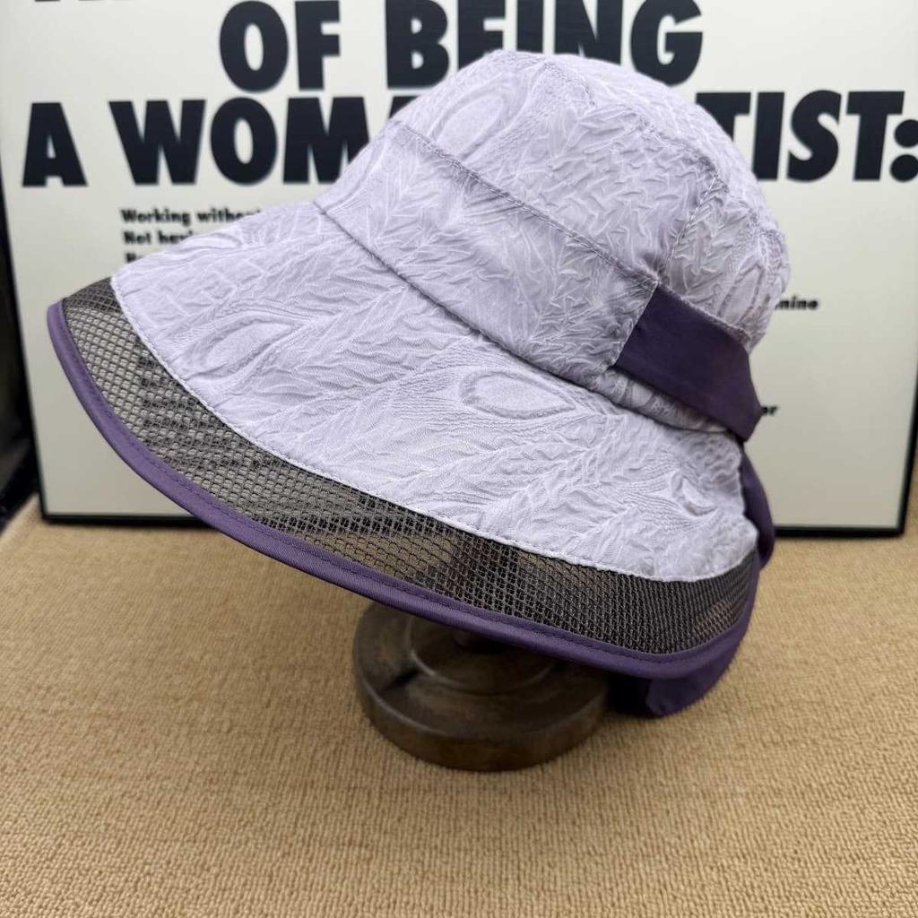 Summer outdoor commuting big eaves mesh yarn sun protection bucket hat women's UV protection face small sun hat