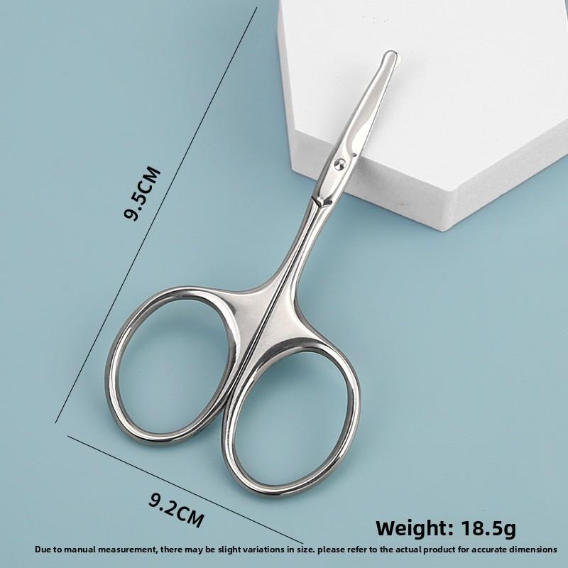 Stainless steel portable nose hair trimmer, eyebrow trimmer, round-head manual eyebrow scissors, mini beauty tool, anti-scratch