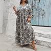 Plus Size Women's Printed V Neck Fashion All In One Holiday Dress