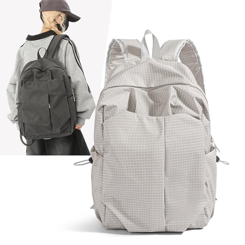 Schoolbag New Casual Backpack Large Capacity Simple Trendy Cool Backpack Men and Women Middle School Students Solid Color Schoolbag Backpack