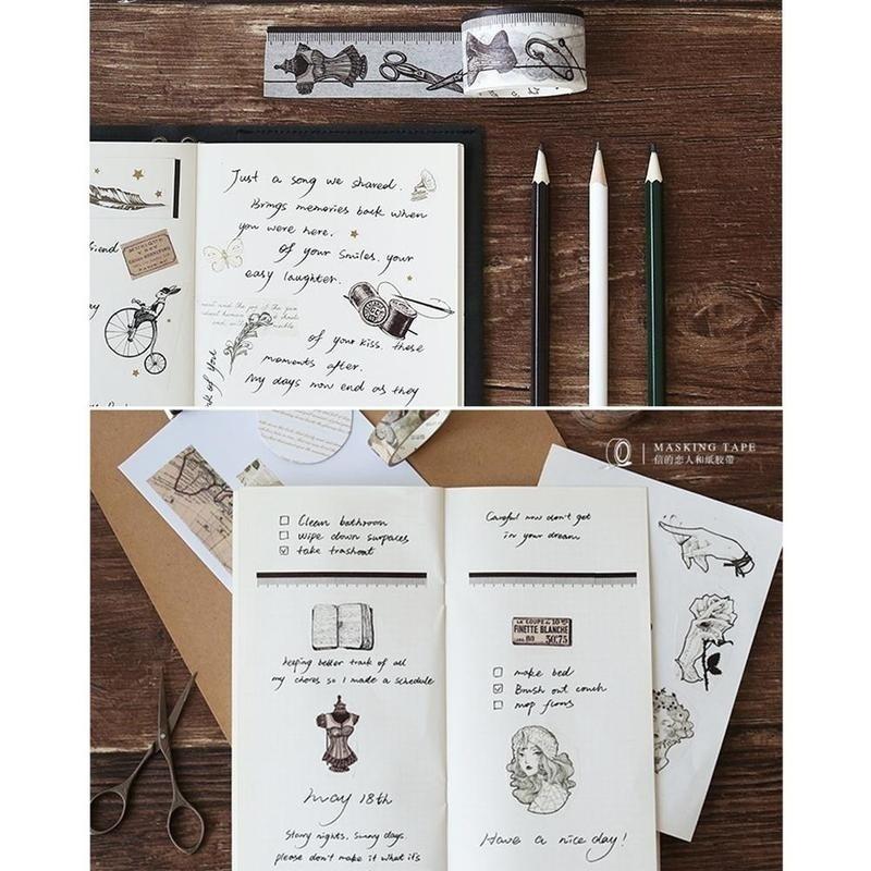 15/30 / 40mm * 7m Vintage Gothic Age Washi Tape DIY Decorative Scrapbooking Sticker Planner Masking