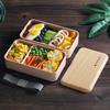 Doppelschichtige Lunchbox für die Mikrowelle, Bento-Box im Holzstil, tragbare Behälterbox, BPA-frei, Bento-Lunchbox, Lunchbox, Bento-Lebensmittelbox