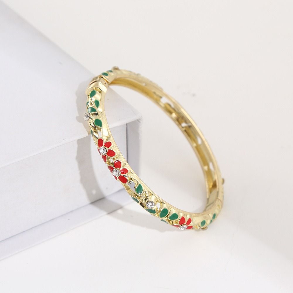 Colorful Enamel Bangle Vintage Flower Enamel Bangle Cloisonne Bracelet  Party Jewelry