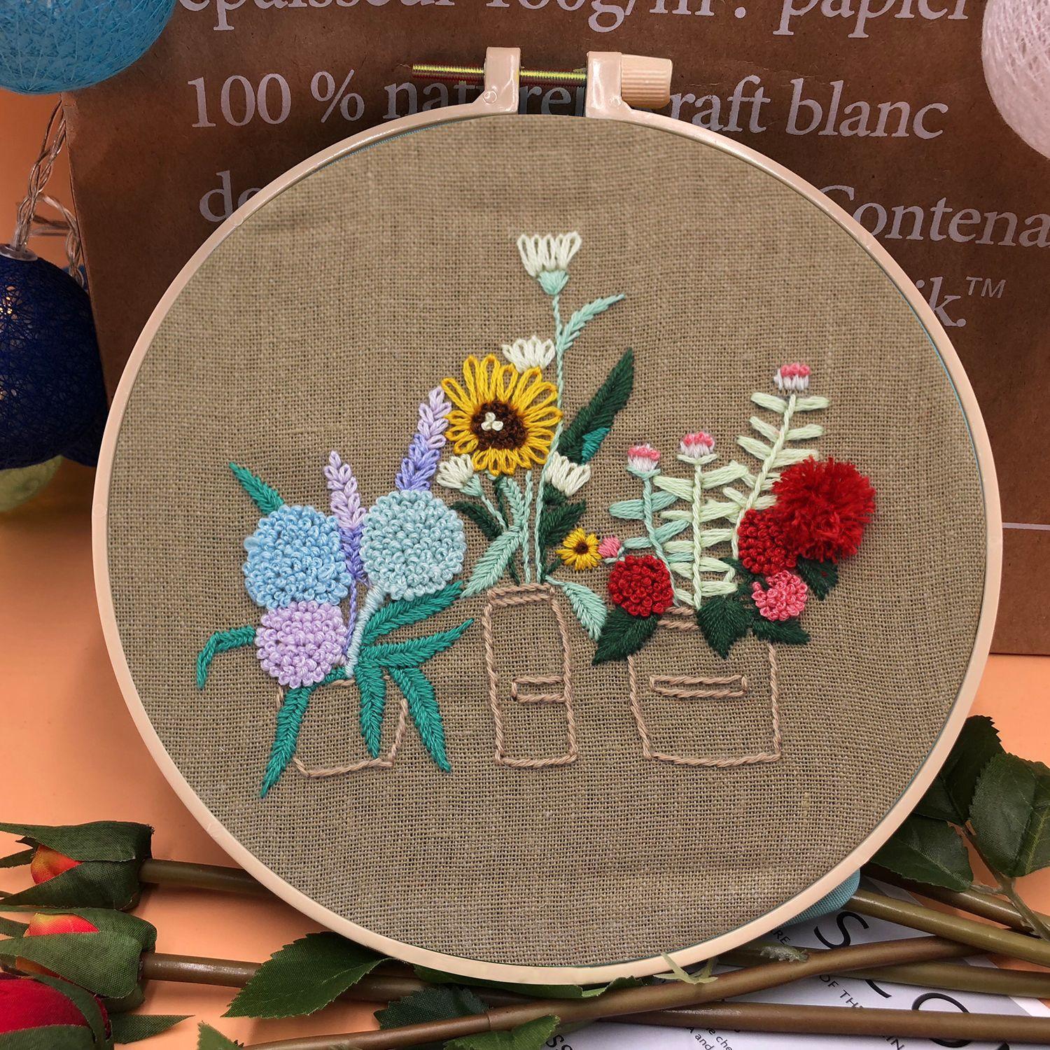 

1 шт. Набор для вышивания «Сказка и цветы» для начинающих 15*15cm