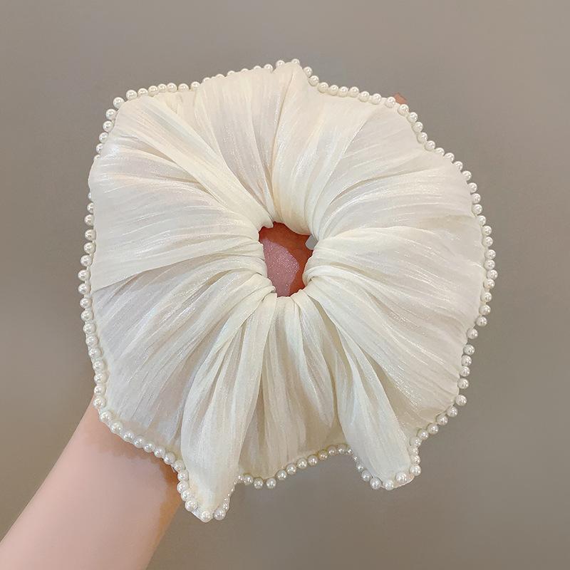 

Тканевая жемчужная мерсеризованная пряжа цветок резинка для волос женская французская простая легкая роскошь аксессуары для волос модный универсальный головной убор