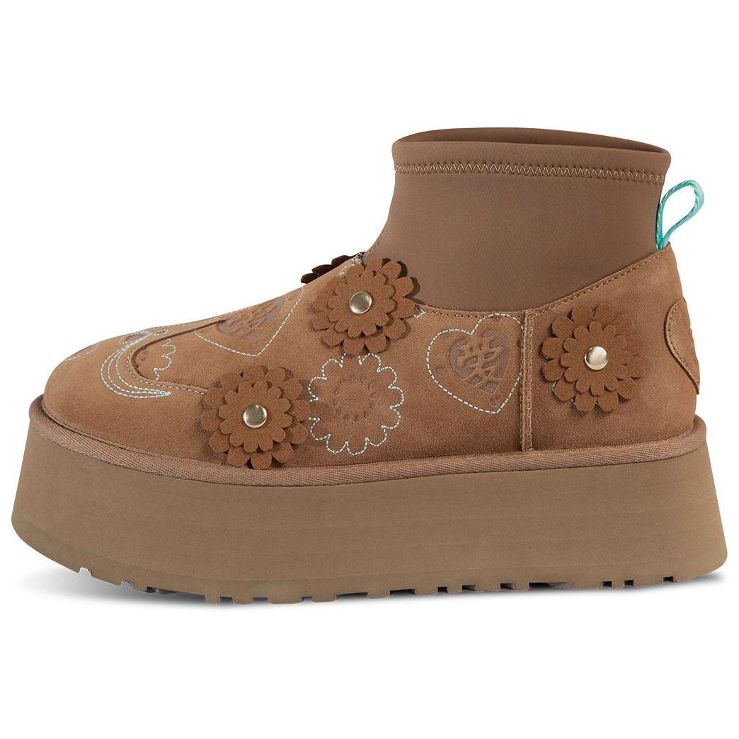 

UGG Warm Thick Round Toe Short Snow Boots Women boots Brown 1171670-CHE 39