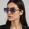 New Leopard Head Sunglasses Frameless Trend Street Sunglasses Joker Box Women Sunglasses