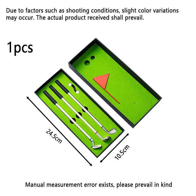 

1 Set Golf Pen Set Mini Desk Game Toy Stress-Relief Gadget Golf Club-Shaped Pen Mini Desktop Putting Green Game Pen Set