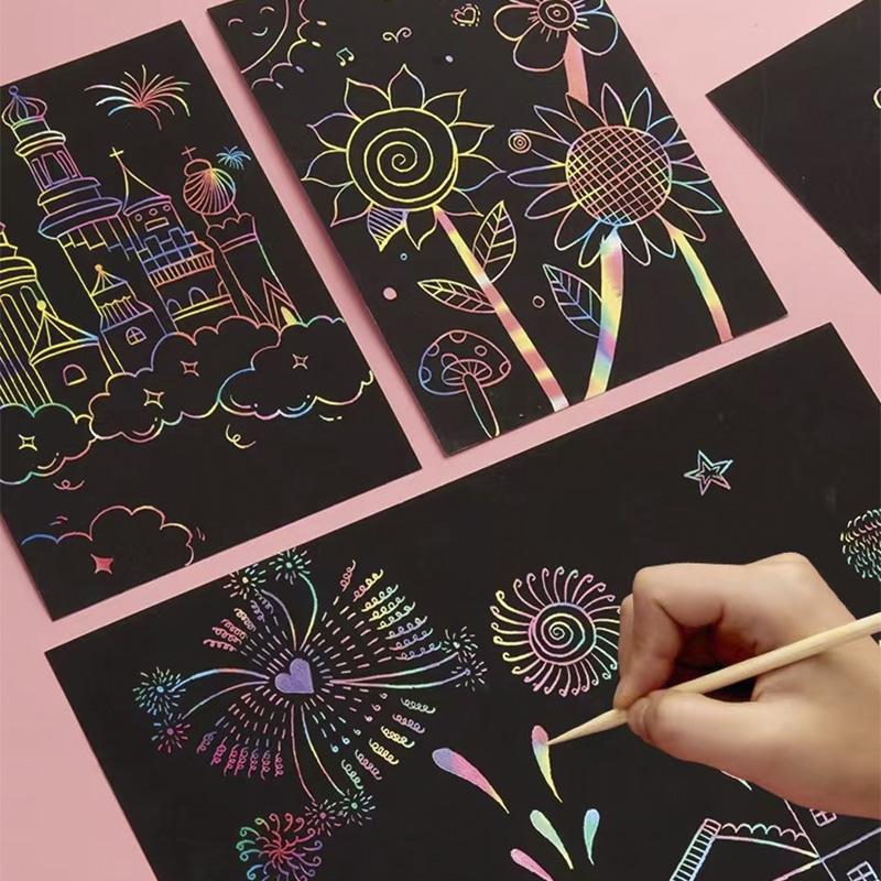 Dziecięce zabawki do rysowania DIY 16*23cm Magiczne Rysunki Zeskrobywane Rękodzieło Malowidła Zeskrobywane Papier Dziecięcy Papier Zeskrobywany Prezenty dla Dzieci