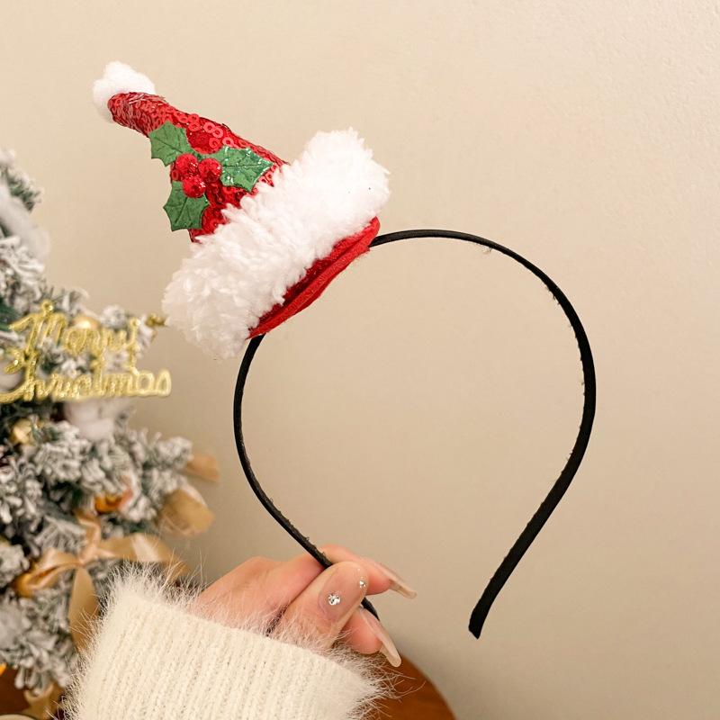 Christmas Hat Children's Bow Hair Accessories Headband Autumn and Winter Plush Hairpin Duck Bill Clip Hairpin Girl Baby Headgear