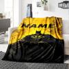 Batman Themed Graphic With Bold Yellow And Black Colors Featuring A Cape And Emblem Gift Customizable Blanket Personalized Text Warmthful Decor