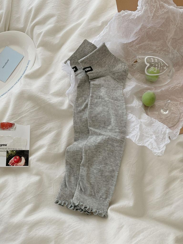 White Ice Socks Summer Thin Mid-Leg Socks Trendy Black Calf Socks Stacked Socks Ice Silk Stockings Summer