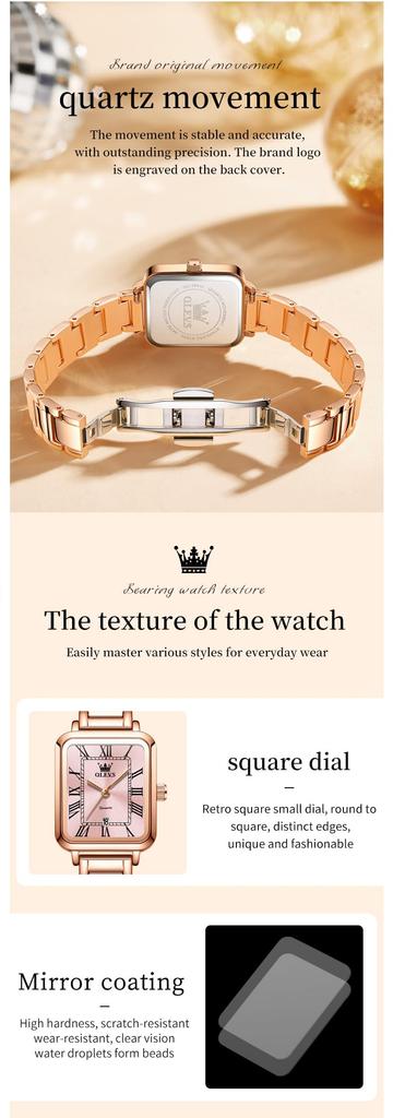 OLEVS Women's Quartz Watch, Simple and Elegant, Luminous, Rose Gold Pink