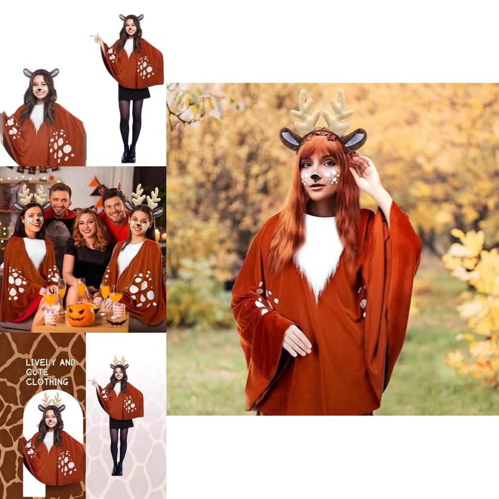 Halloween Reindeer Cloak Costume For Women With Cosplay Cape For Stage Performances
