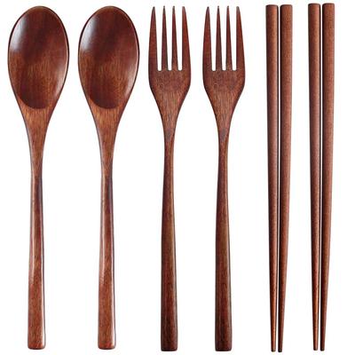 AOOSY Drevené a paličky Prírodné drevo Stolový riad Vyrezávané z bloku No s prírodným na obed Jedáleň Čínska ryža na vyprážanie Lyžica, Vidlička,