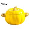 Ciotola da Zuppa con Coperchio, Manico Doppio, Zucca, Adatta al Microonde, Decorativa, Pratica, Regalo Cucina per Casa, Ciotola in Ceramica, Pentola Resistente al Calore per Stufati