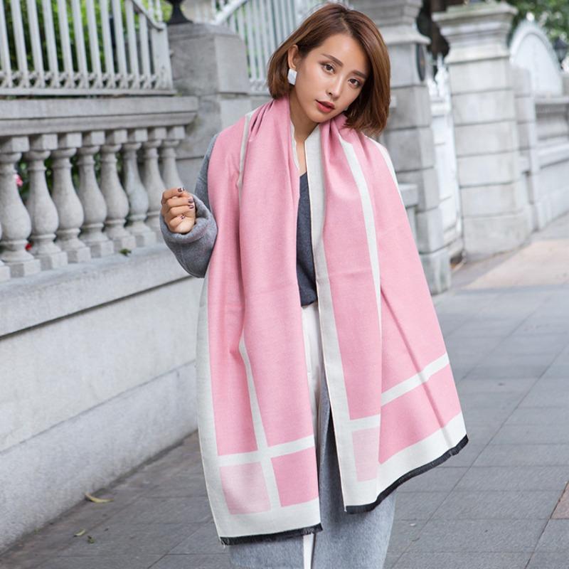 Bow long thermal shawl women's dual-purpose double-sided thickened imitation cashmere student winter versatile scarf