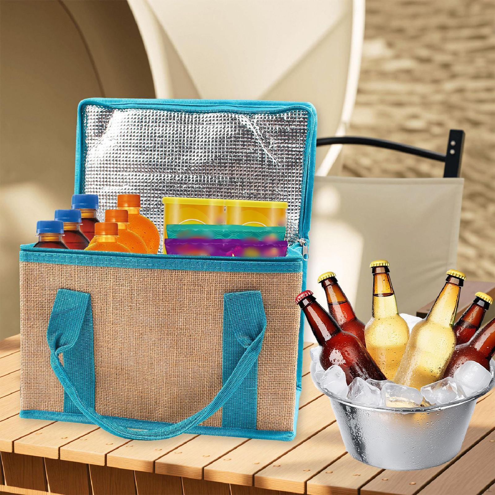 Сумка для доставки с ручкой на молнии для переноски горячих и холодных блюд Khaki Blue