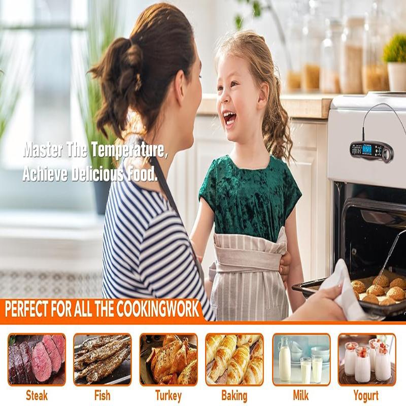 Kitchen Digital Food Thermometer 2 Probes with Bright Backlight for BBQ Grilling Oven Accurate Cooking