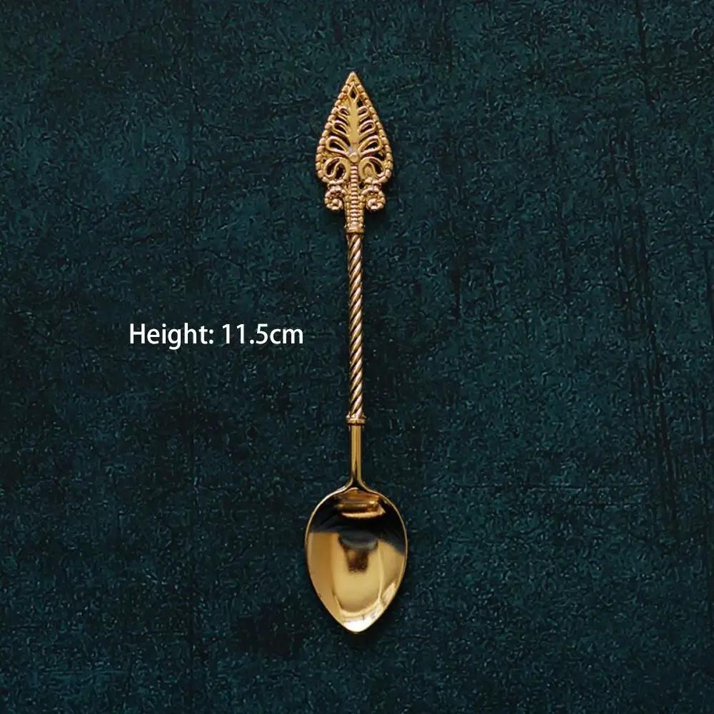 

18 стиль ретро золотой изысканный хрустальный головка кофейная ложка мини королевский стиль металлический десертный совок чайная ложка столовая посуда кухонные принадлежности