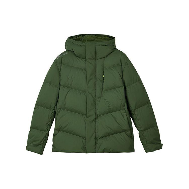 Skechers FW23 Stroll Series Solid Color Hooded Casual Short Down Jacket Men outerwear Chive-Green L423M138-00QV L