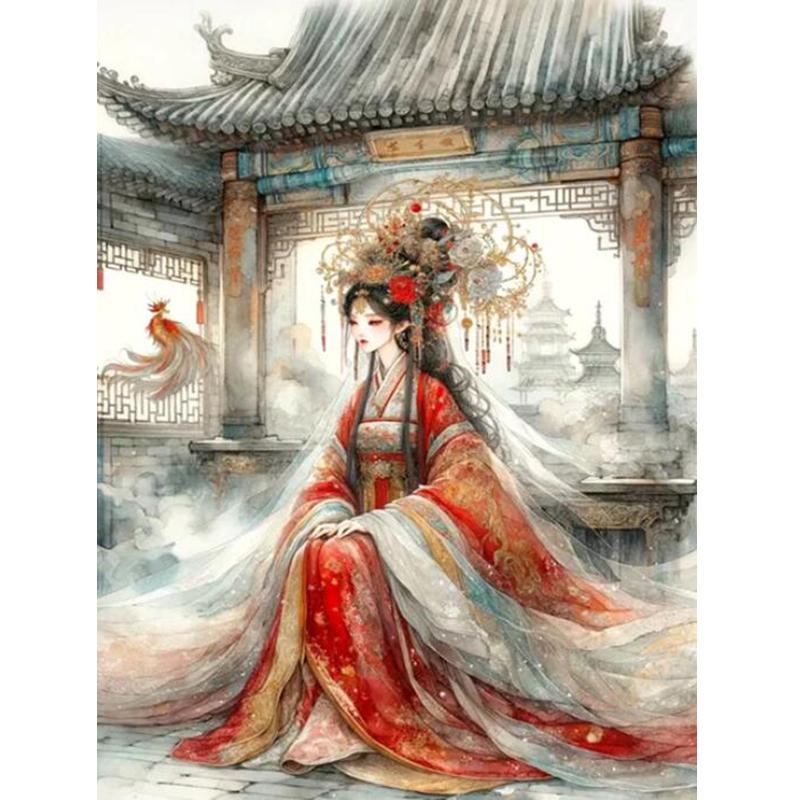 Китайская алмазная живопись Древняя императрица полная алмазная мозаика новая серия горный хрусталь художественная вышивка Феникс комплект для вышивания домашний декор J3725 square 40x30cm белый