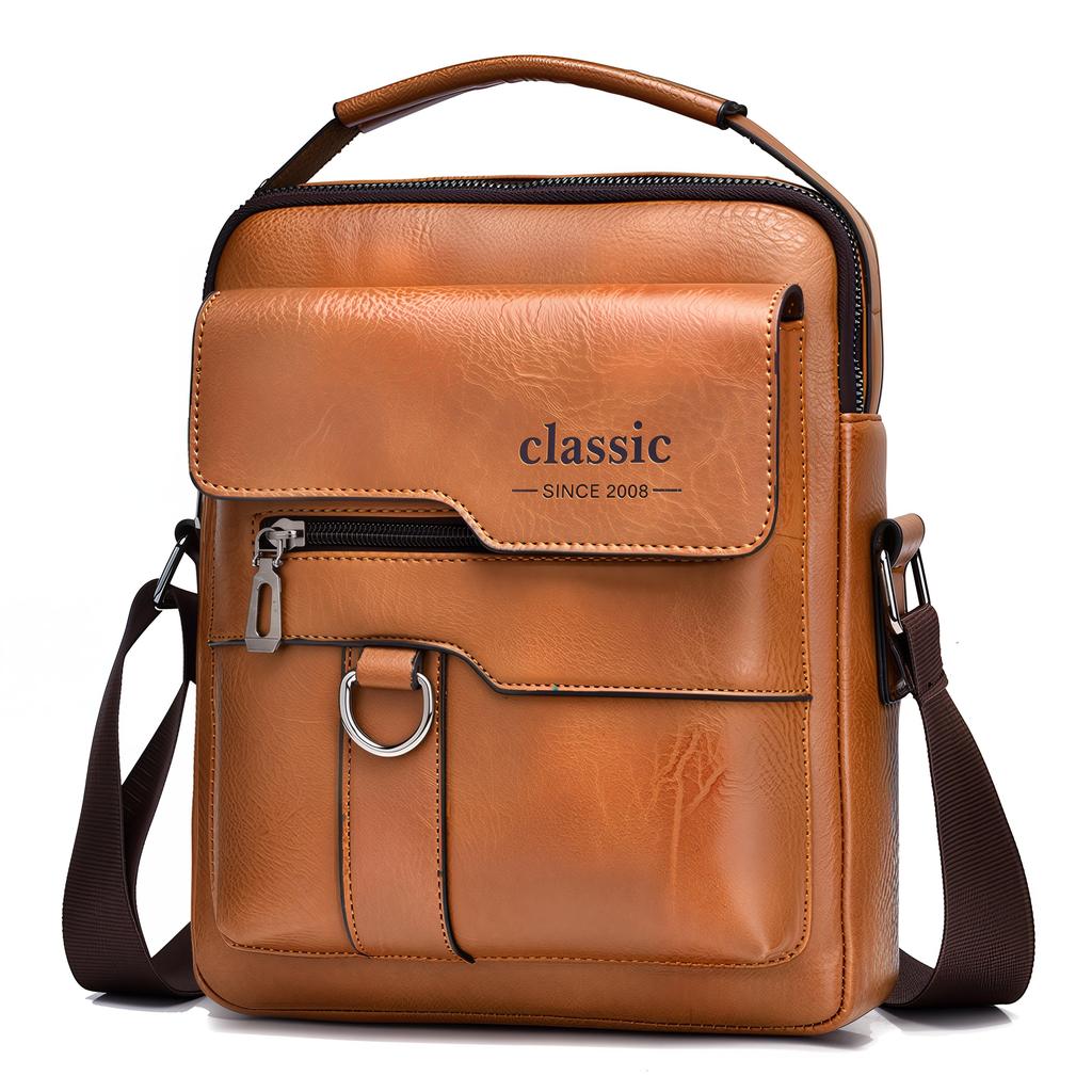 Herre Skuldertaske Læder Crossbody Skuldertaske Klassisk Vandtæt Portefølje Satchel Rejsetaske