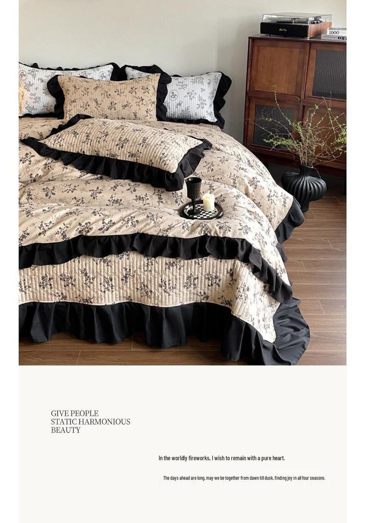 Korean Lace Floral Bedspread Set: Imitation Cotton, Single Dorm, 3-Piece