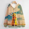 Mens Oversized Hooded Zip-Up Sweatshirt With Anime Cartoon 3D Print Casual Streetwear Fall