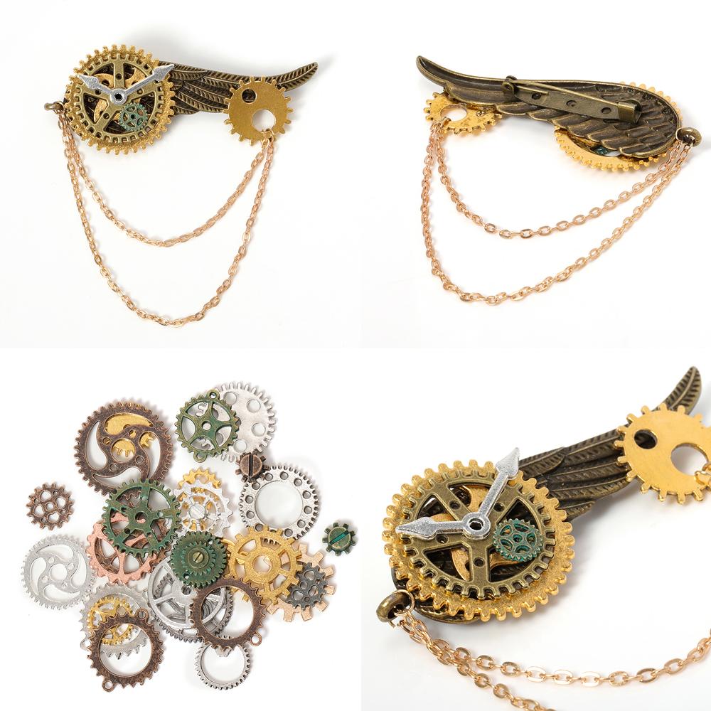 50g 100g Mixed Steampunk Gears Cogs Charms Pendant DIY Antique Metal Beads for Bracelets Crafts Jewelry Making Components