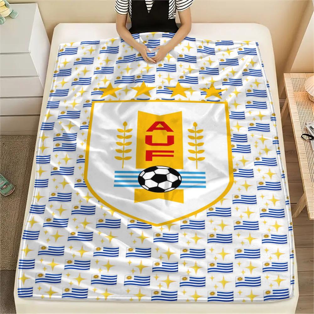 1Pc AUF Logo Uruguay Print Flannel Blanket High Quality Warm Comfortable Cover for All Seasons Perfect for Gifts Home Decor