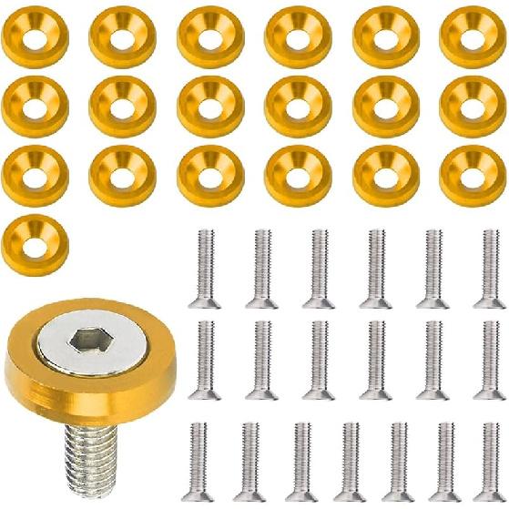 Aluminum Bumper Fenders Washer Stainless Steel Bolts, M6 Engine Bay Dress Up Fastener Kit, Car Body Decoration Replacement Screws for Headlights,