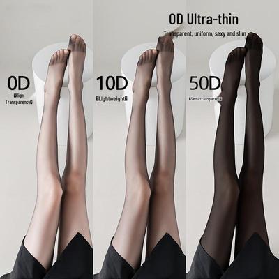 Dámské 0D odolné proti zatažení, průhledné černé punčochy, protiskluzové a sexy punčochové kalhoty