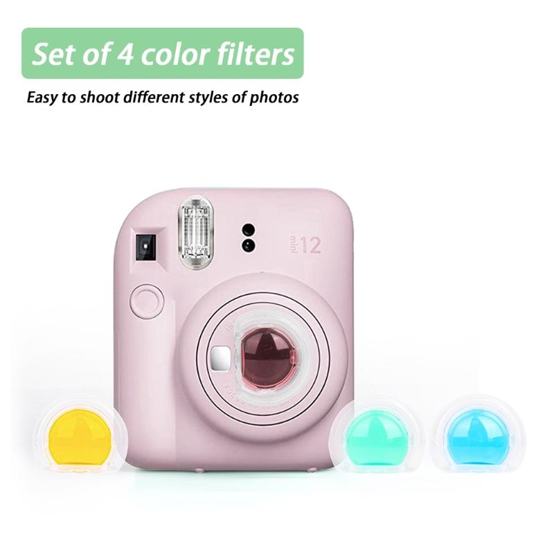 Close-Up Lens Filter Set with 4 Colors for Mini 12 Camera Special Effect Colorful Filter Cute Appearance Design