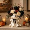 Uroczy Duch Wystrój Domu Figurka Żywiczna na Halloween z Wiklinowym Koszykiem, Ozdoba Stołowa na Biurko, Organizer Świąteczny Dekoracja Przedpokoju Kominka