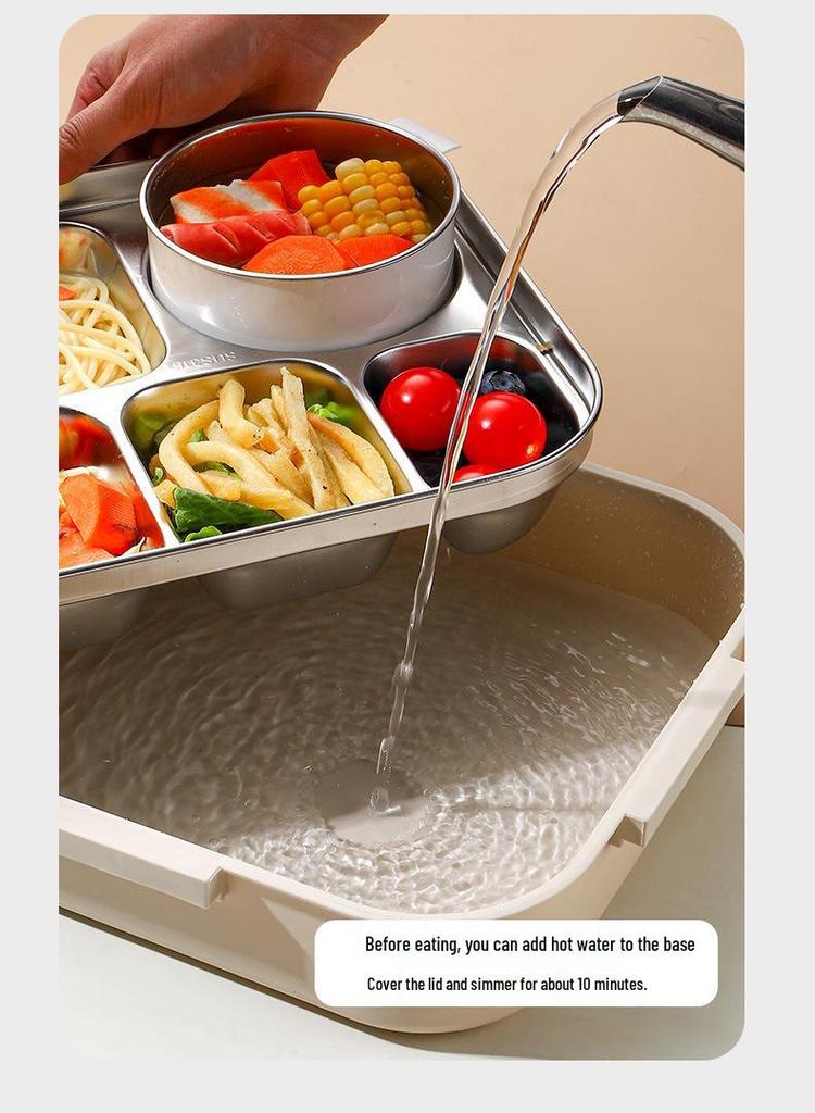 Extra Large 316 Stainless Steel Office Lunch Box with Six Compartments for Adults - Large Capacity Meal Tray