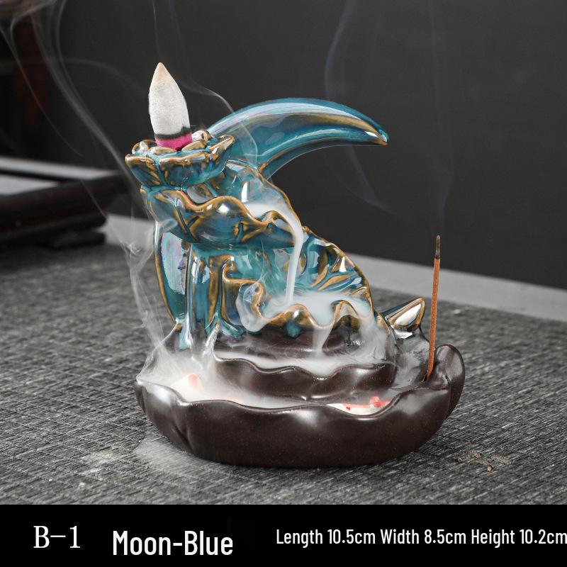 Double Fish Ceramic Backflow Incense Burner - Creative Home Decor Ornament