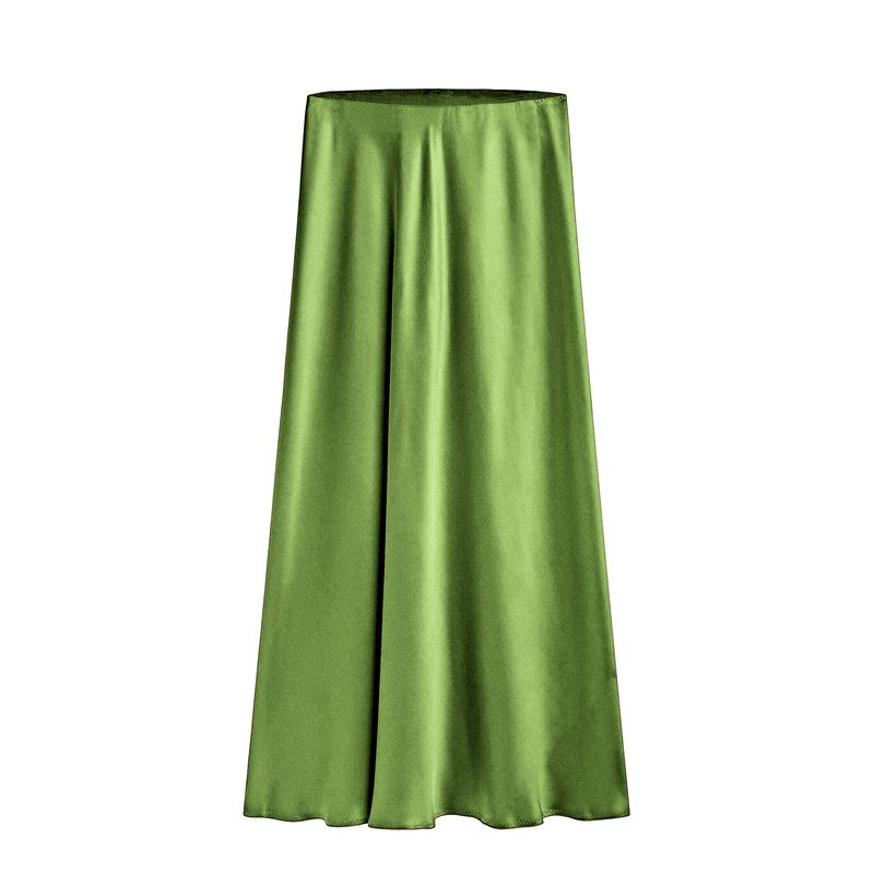 Hip Hugging Side Slit Half Length Skirt Solid Color Sheath Side Slit Skirt