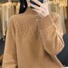 Women's Cashmere Sweater, 100% Wool, Semi-High Neck, Loose Fit, Perfect for Autumn and Winter.