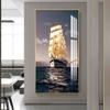 New Chinese Gold Ship Abstract Boat Canvas Painting Wall Art Zen Stone Rich Tree Posters and Prints for Living Room Decor Quadro