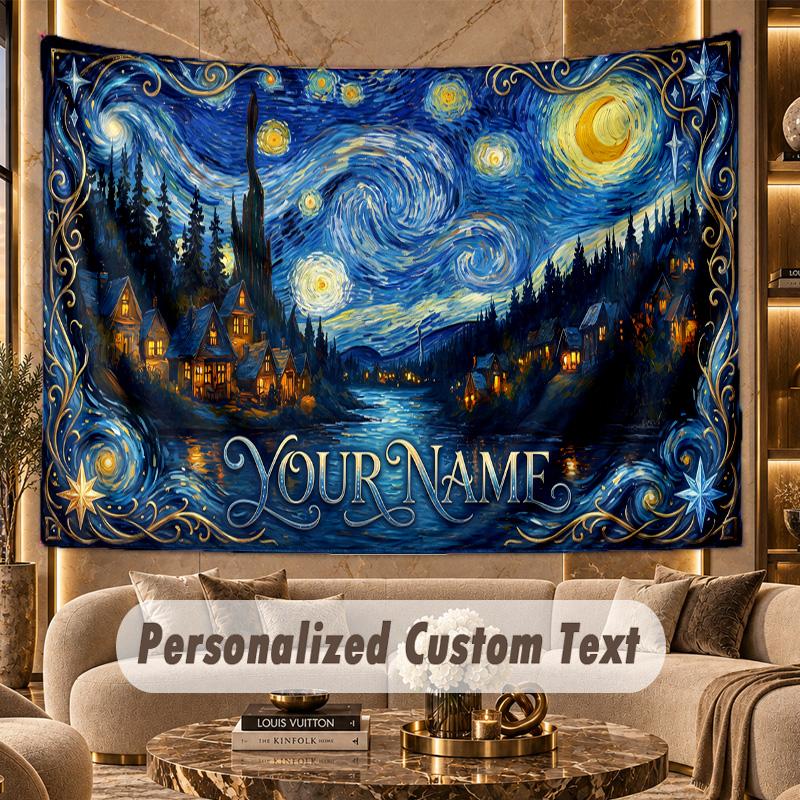 Space Cosmic (185) Theme Personalized Tapestry Custom Name Text Wall Hanging Tapestry Home Background Decoration