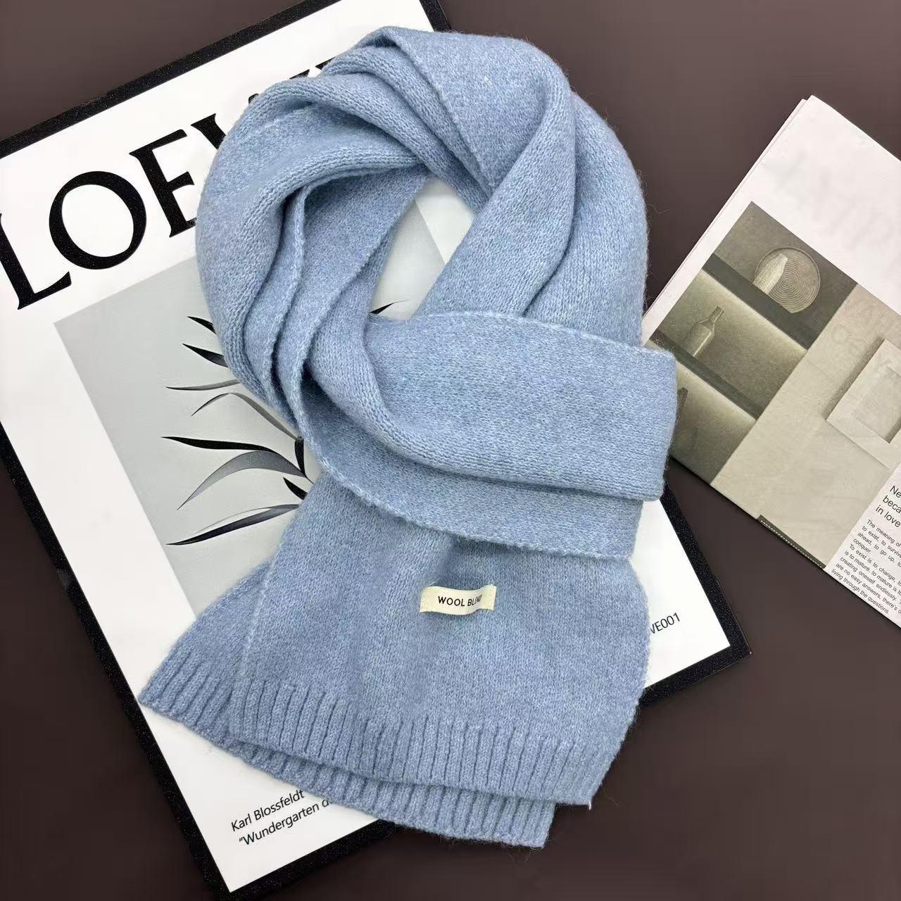 

Жіночий в язаний шарф з вовняної суміші - Однотонний, Осінньо-зимовий, Корейський стиль, Теплий та зручний захист шиї 160CM