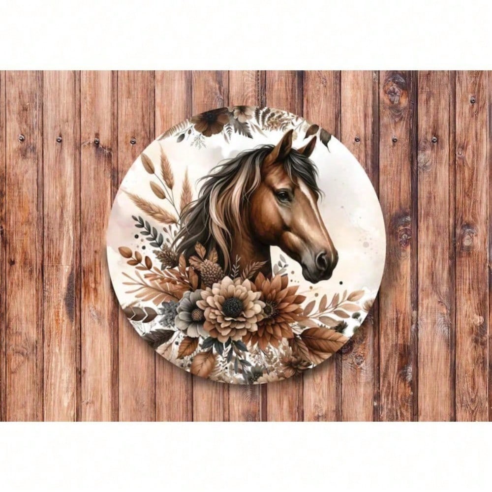 BOHO Цветочный Конь Металлическая Настенная Табличка Винтажное Оловянное Искусство Декор Дома Фермерский Стиль Гостиная Спальня Кухня Ванная Комната 20x20 разноцветный