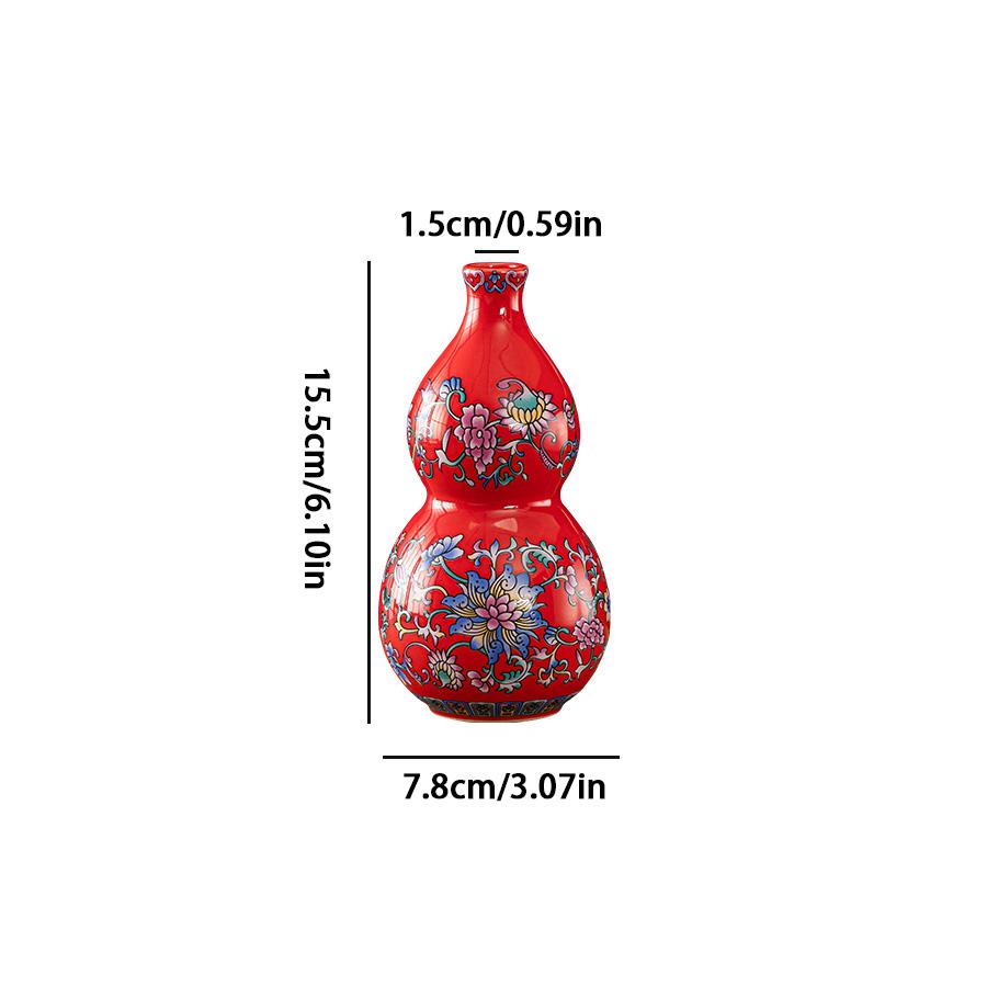 Chinese style enamel gourd ceramic vase, living room decoration, flower vase, desktop decoration vase