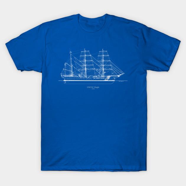 Men Black Print T-shirt United States Coast Guard Cutter Eagle Wix-327 - A No-Cut Transfer Paper Print Cotton Tshirt 4XL королевский синий