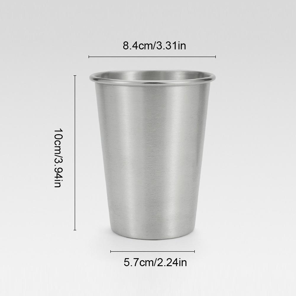 8Pcs Metal Drinking Mugs 350ml+80ml Portable Water Cups 304 Stainless Steel Camping Beer Cups for Outdoor Barbecue