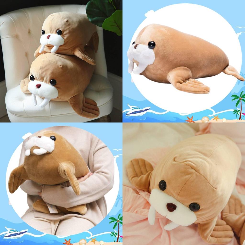 Soft Plush Stuffed Animal Walrus Pillow For Bedroom Or Office Decor