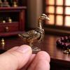 Vintage Brass Goose Figurine Fine Carved Details Scarf Design For Home Decor Ornament Gift